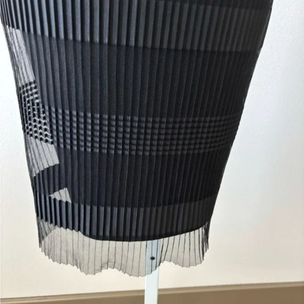 Y2K H & M Large Midi Striped Sheer Mesh BodyCon Festival Avant-Garde Gothic Glam - Picture 8 of 12